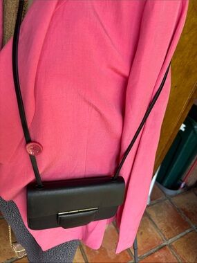 All Saints Black Leather Crossbody with Front Patch Pocket